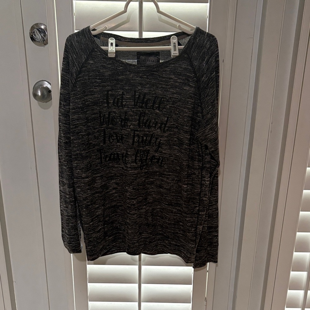 Dark Gray and Black Graphic Long Sleeve light weight sweater.